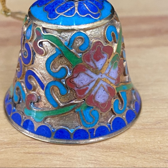 Vintage Cloisonné Champleve Miniature Collectible Bell Decor - Picture 5 of 10